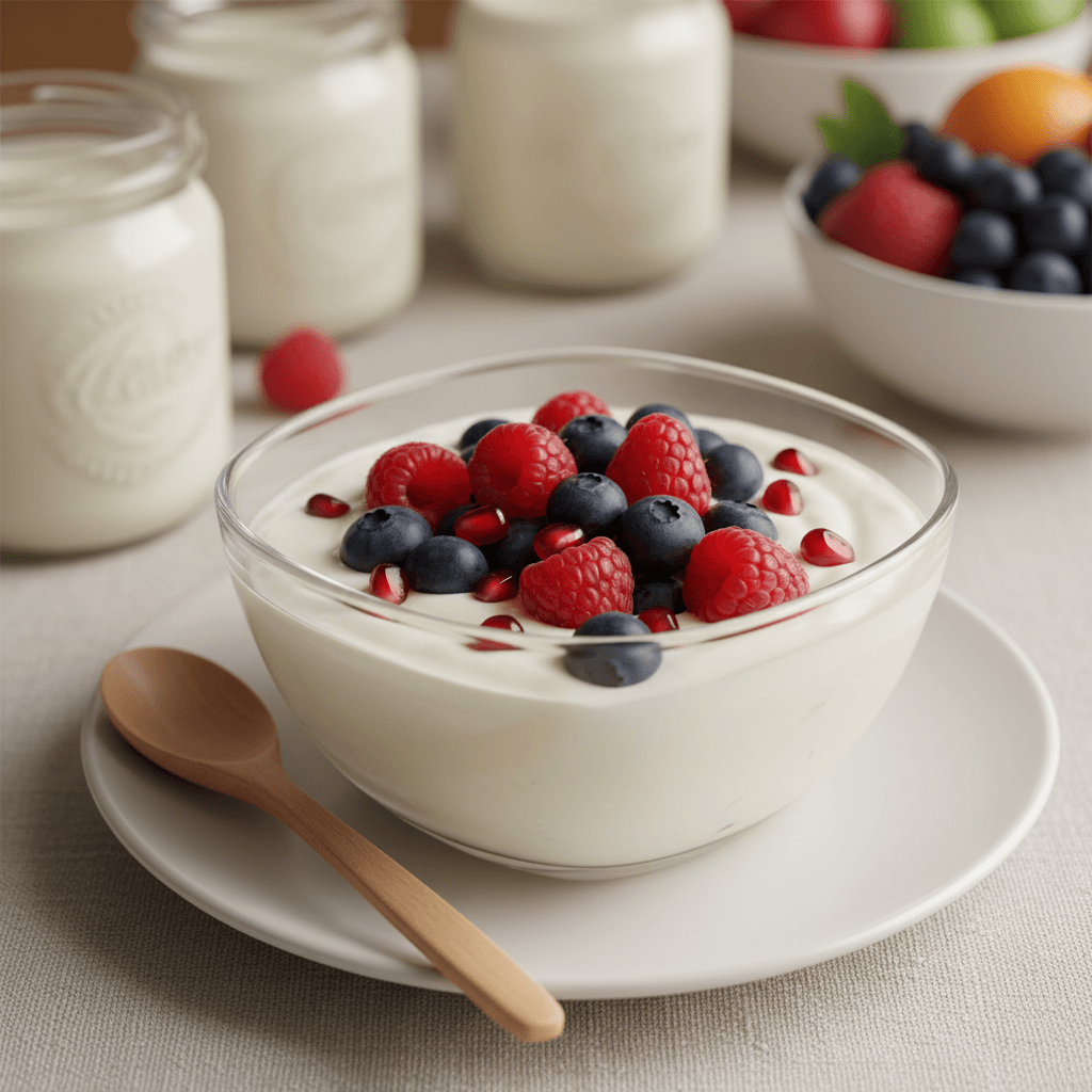 Dairy-free yogurt topped with fresh fruit